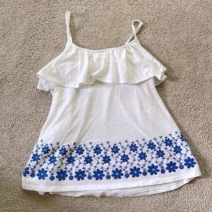 Flower ruffled tank top